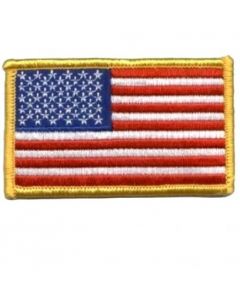 PATCH - USA Flag - Gold Border 3" X 2"